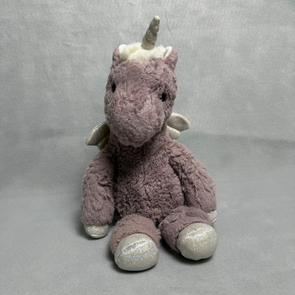 Douglas Cuddle Toy Purple Alicorn Plush Silver Iridescent Wings Horn 4636